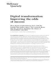 digital transformation improving the odds of success|Digital transformation: Improving the odds of success .